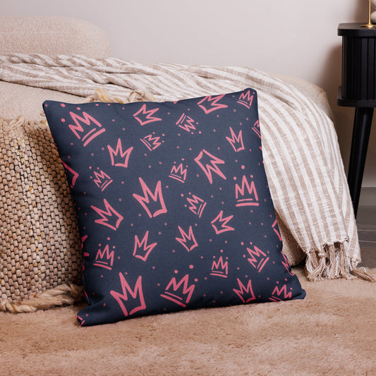 "Pink Crowns"  Premium Decorative Pillow